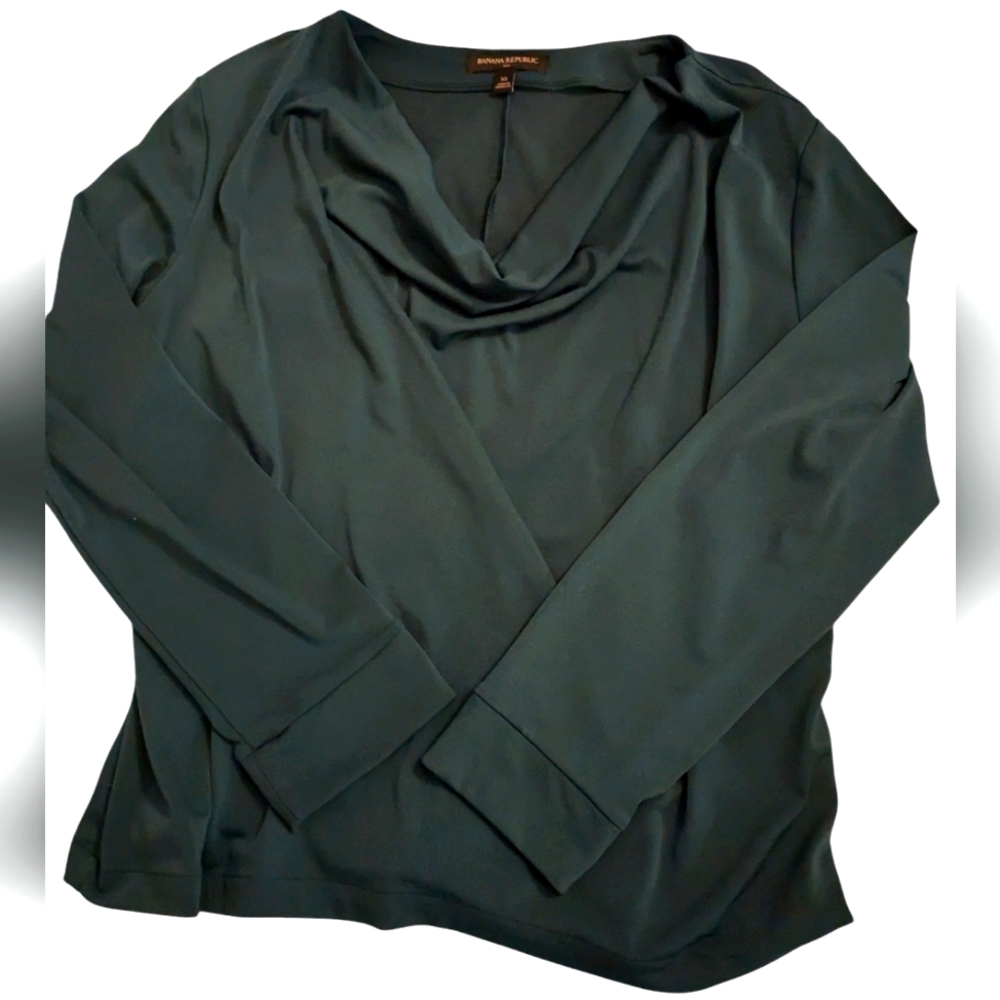 Banana Republic Factory Luxury Cowl-Neck Dark Green Top